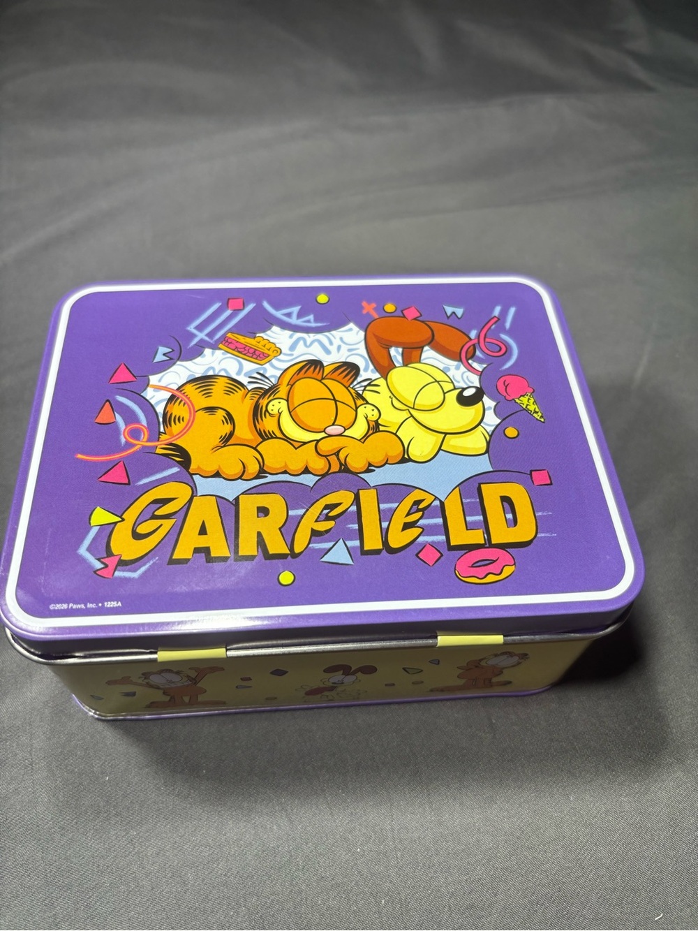 New Garfield Purple Metal Tin Lunchbox